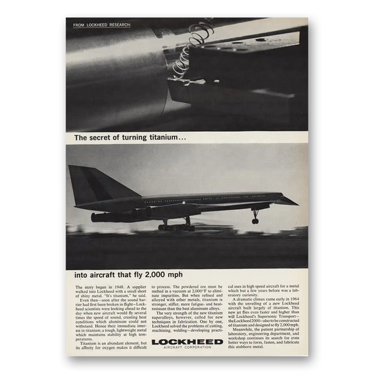 1964 Lockheed Secret of Turning Titanium Vintage Magazine Print Ad