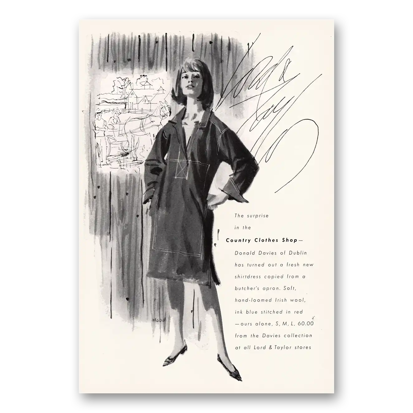 1964 Lord & Taylor Country Clothes Shop Donald Davies Vintage Magazine Print Ad