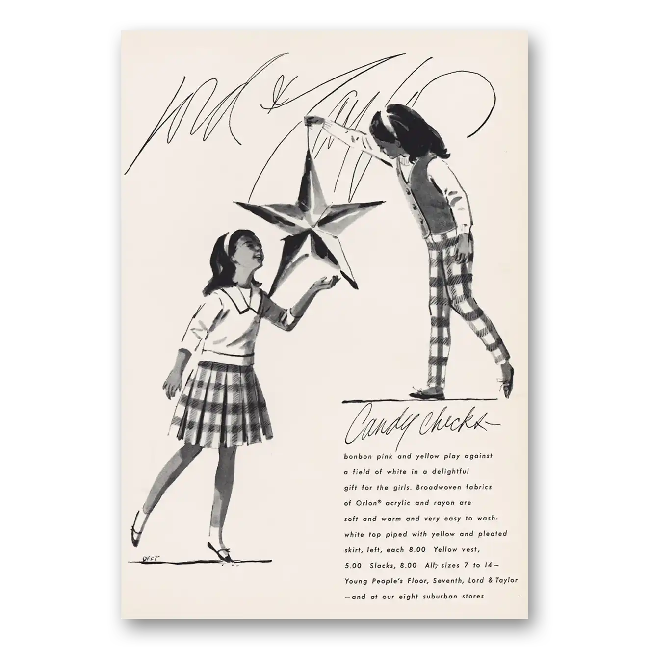 1964 Lord & Taylor Candy Checks Bonbon Pink Vintage Magazine Print Ad