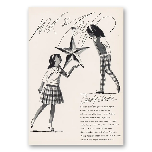 1964 Lord & Taylor Candy Checks Bonbon Pink Vintage Magazine Print Ad