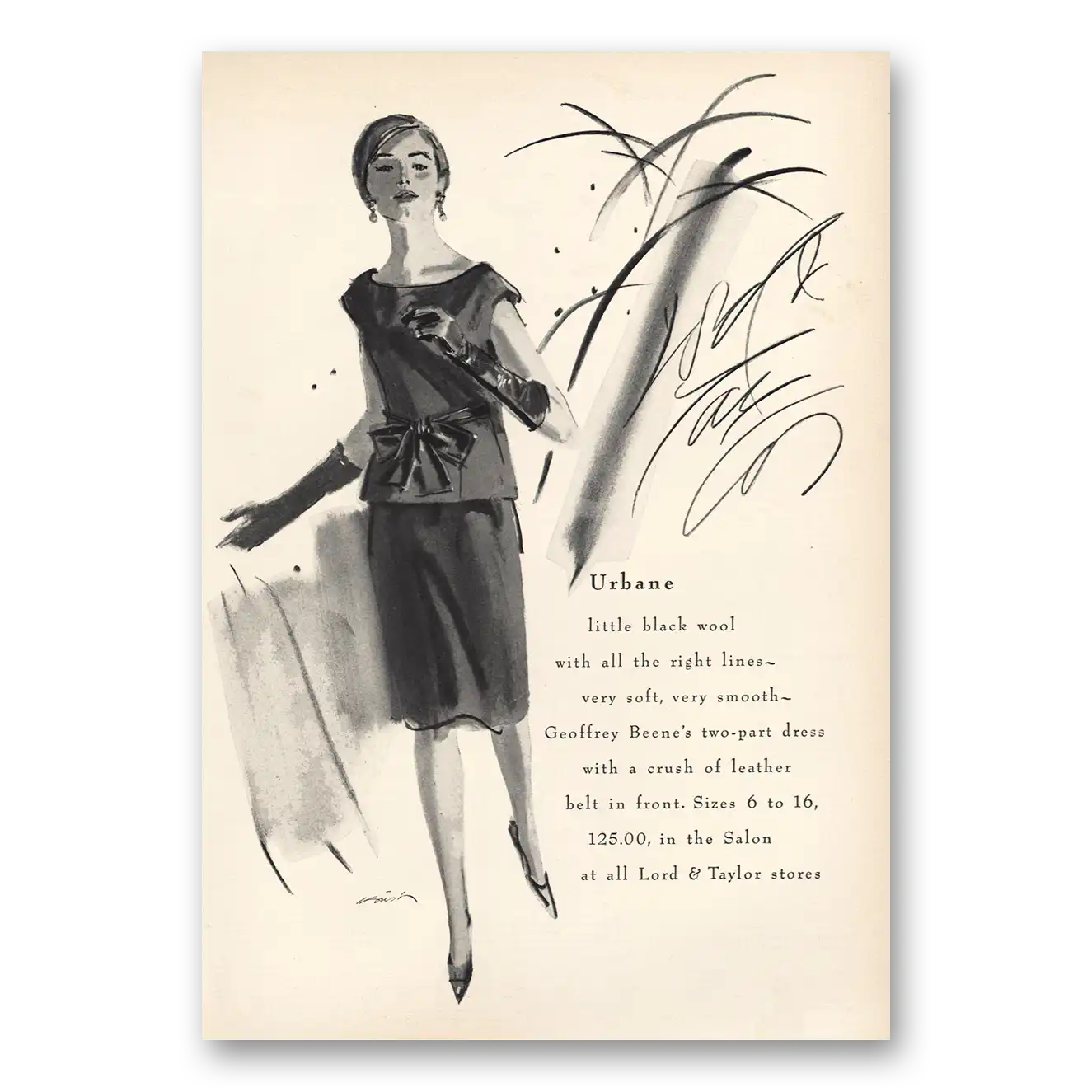 1964 Lord & Taylor Urbane Geoffrey Beene Vintage Magazine Print Ad