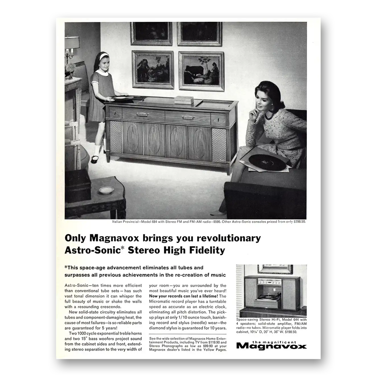 1964 Magnavox Astro Sonic Stereo High Fidelity Vintage Magazine Print Ad