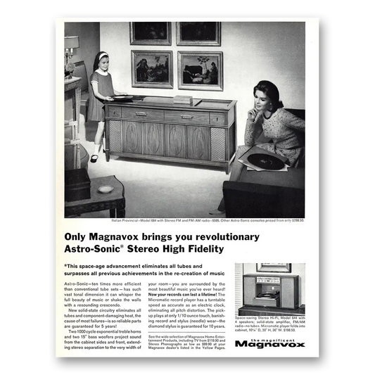 1964 Magnavox Astro Sonic Stereo High Fidelity Vintage Magazine Print Ad