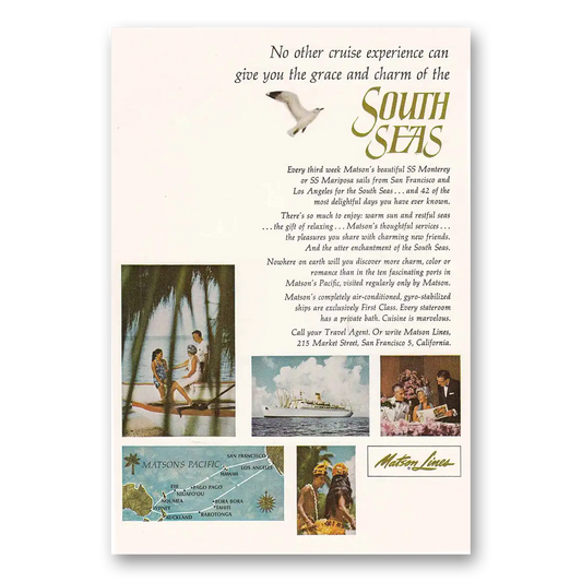 1964 Matson Line South Seas Matsons Pacific Vintage Magazine Print Ad