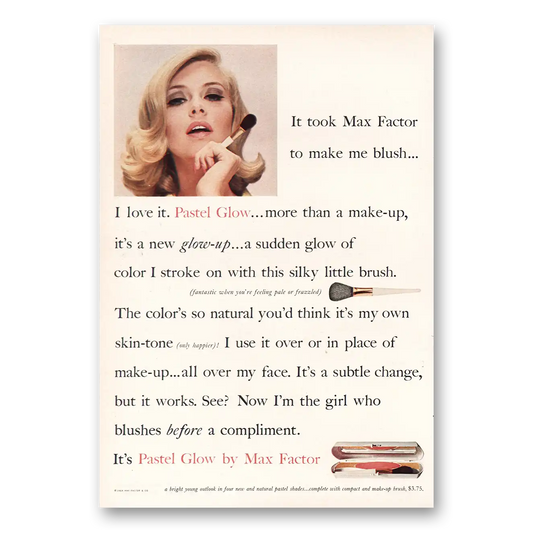 1964 Max Factor Pastel Glow Vintage Magazine Print Ad