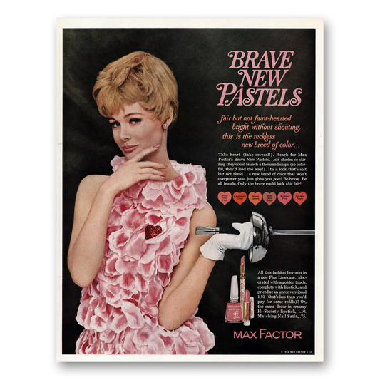 1964 Max Factor Cosmetics Brave New Pastels Vintage Magazine Print Ad