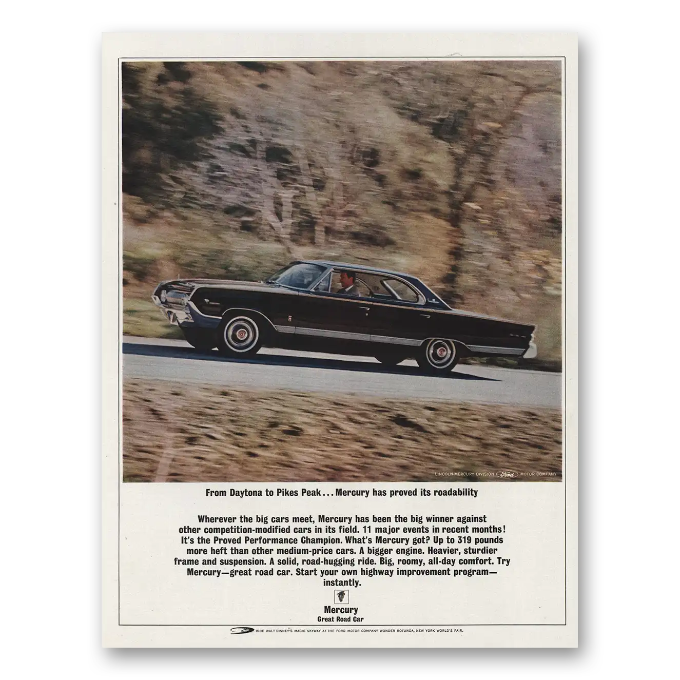 1964 Mercury From Daytona to Pikes Peak Vintage Magazine Print Ad