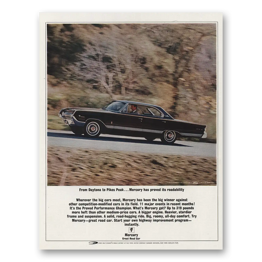 1964 Mercury From Daytona to Pikes Peak Vintage Magazine Print Ad