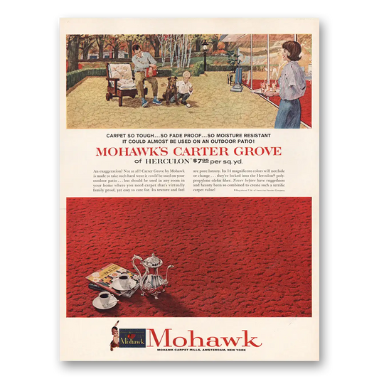 1964 Mohawk Carpet Mills Carter Grove Vintage Magazine Print Ad