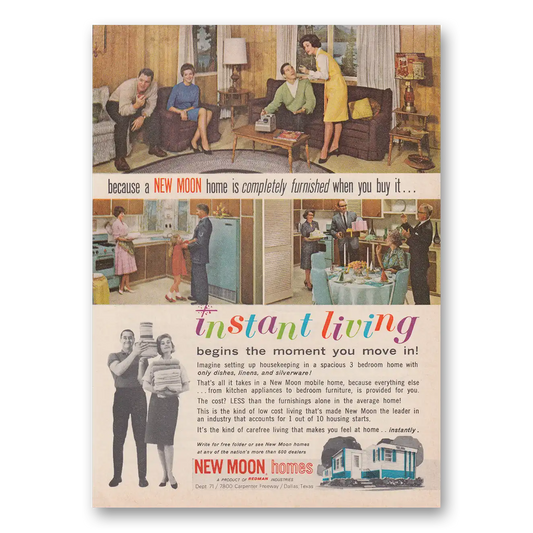 1964 New Moon Homes Completely Furnished When You Buy It Vintage Magazine Print Ad