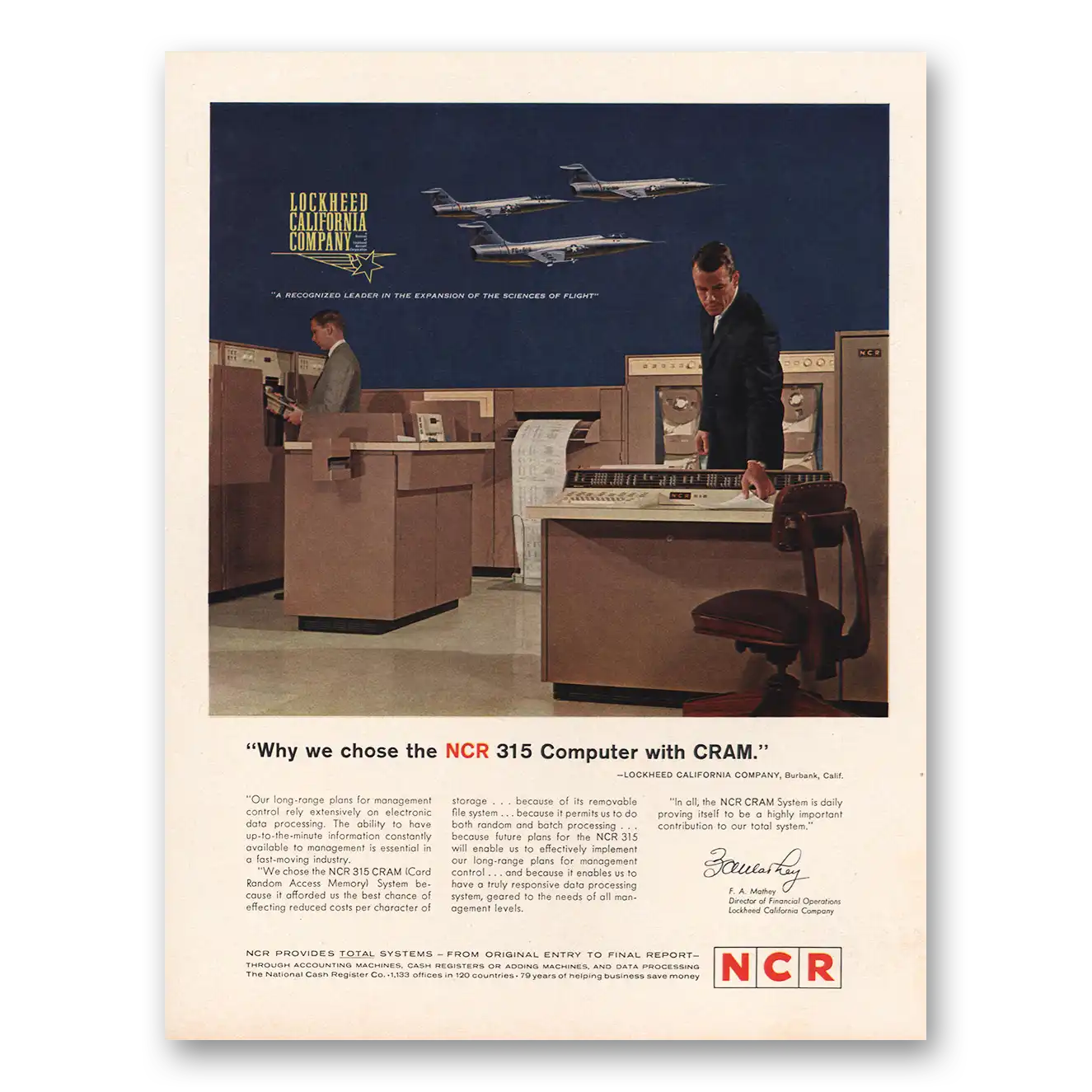 1964 NCR Lockheed California Vintage Magazine Print Ad