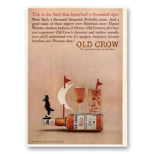 1964 Old Crow Whiskey Bird That Launched Thousand Sips Vintage Magazine Print Ad