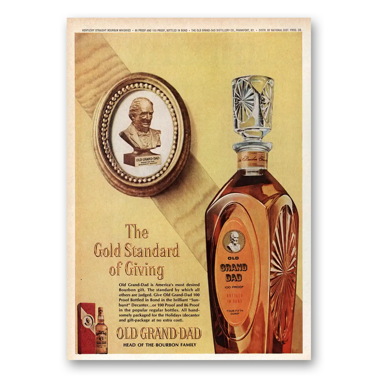 1964 Old Grand-Dad Bourbon Whiskey Gold Standard of Giving Vintage Magazine Print Ad