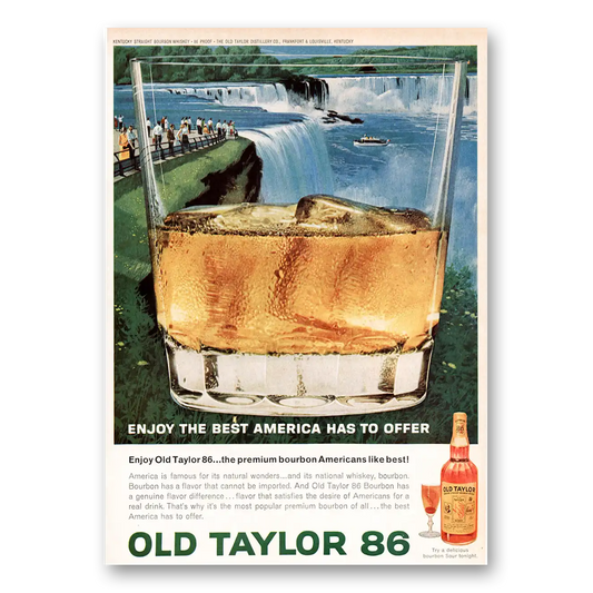 1964 Old Taylor Bourbon Whiskey Niagara Falls Best America Has to Offer Vintage Magazine Print Ad