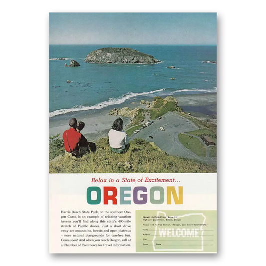 1964 Oregon Harris Beach State Park Vintage Magazine Print Ad