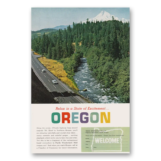 1964 Oregon Mt Hood Relax in a State of Excitement Vintage Magazine Print Ad