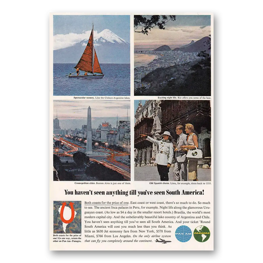 1964 Pan Am Sailboat Buenos Aires Spanish Vintage Magazine Print Ad