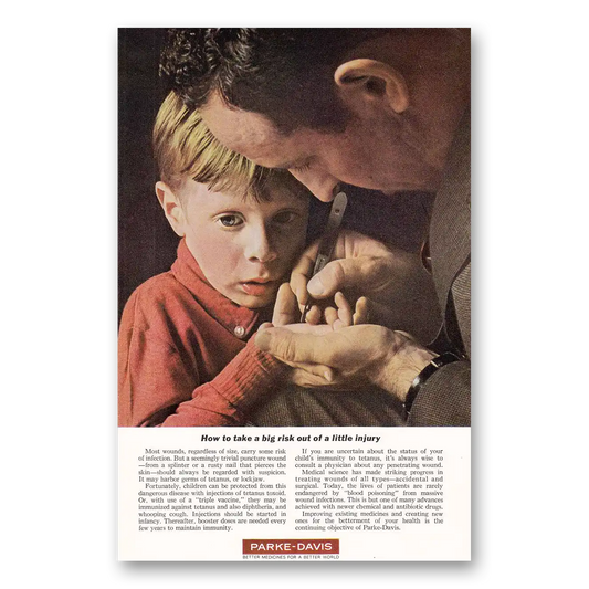 1964 Parke-Davis Take a Big Risk Out of Little Injury Vintage Magazine Print Ad