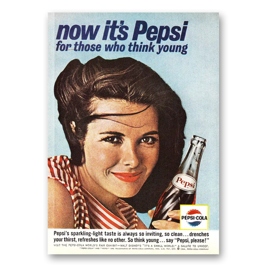 1964 Pepsi Now Its Pepsi For Those Who Think Young Vintage Magazine Print Ad