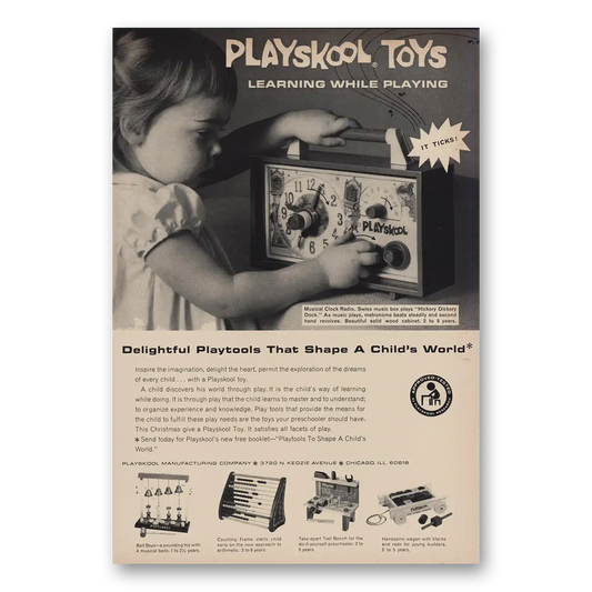 1964 Playskool Toys Learning While Playing Vintage Magazine Print Ad