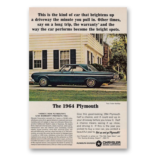 1964 Plymouth Fury Kind of Car That Brightens Up a Driveway Vintage Magazine Print Ad