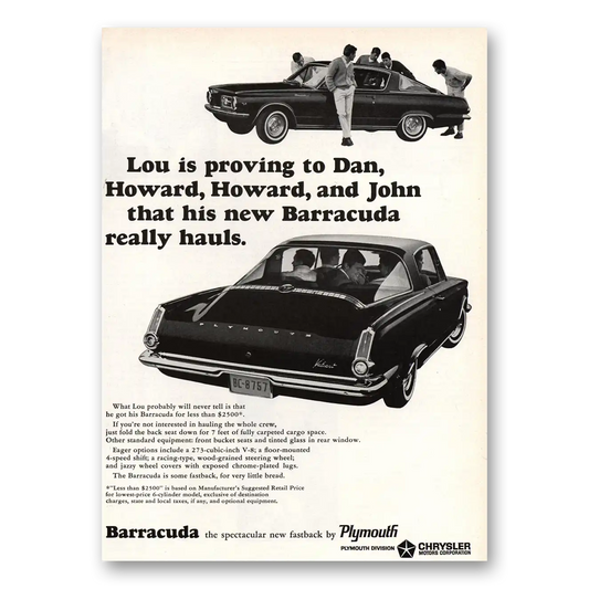 1964 Plymouth Barracuda Lou Is Proving to Dan Vintage Magazine Print Ad