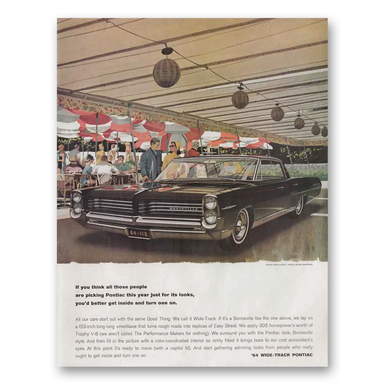 1964 Pontiac Bonneville All Those People Vintage Magazine Print Ad