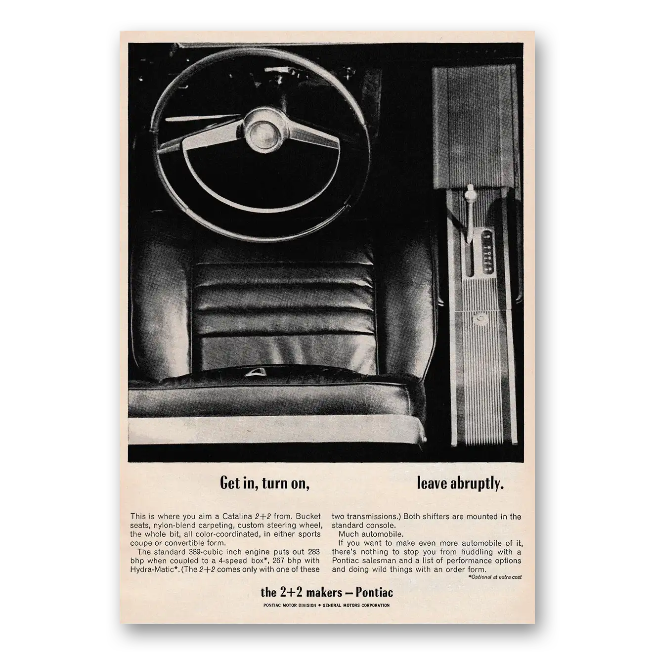 1964 Pontiac Catalina Get In Turn On Leave Abruptly Vintage Magazine Print Ad