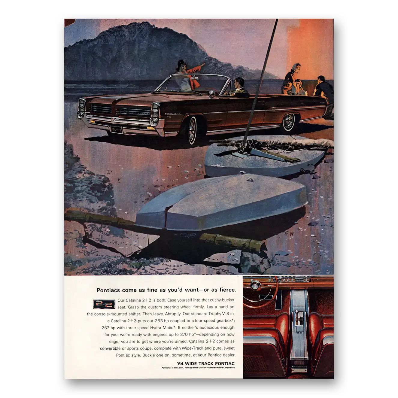 1964 Pontiac Catalina Come As Fine As You'd Want Or As Fierce Vintage Magazine Print Ad