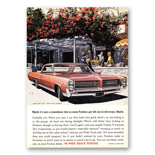 1964 Pontiac Bonneville Maybe Its Just a Coincidence Vintage Magazine Print Ad