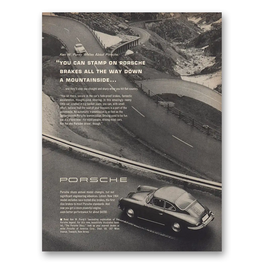 1964 Porsche Stamp On Porsche Brakes Vintage Magazine Print Ad