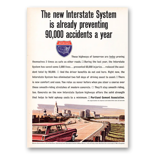 1964 Portland Cement New Interstate System Preventing Accidents Vintage Magazine Print Ad