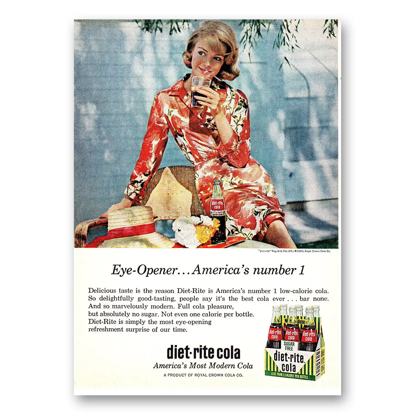 1964 Diet Rite Cola Eye Opener America's Number 1 Vintage Magazine Print Ad