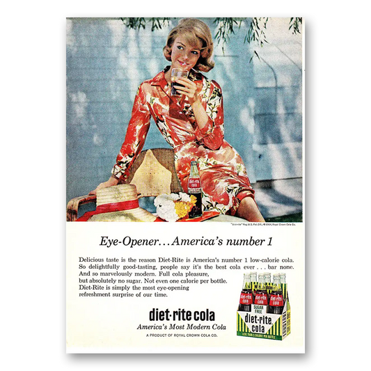 1964 Diet Rite Cola Eye Opener America's Number 1 Vintage Magazine Print Ad