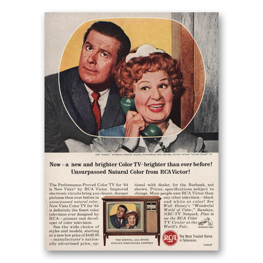 1964 RCA Television Hazel Shirley Booth and Don Defore Vintage Magazine Print Ad