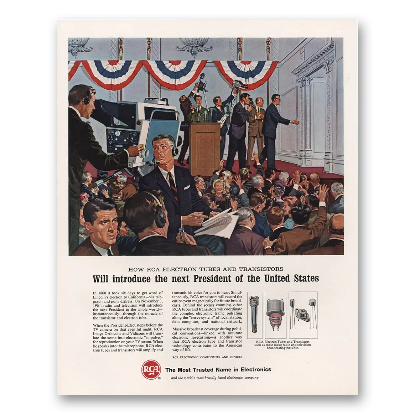 1964 RCA Radios Will Introduce the Next President of the United States Vintage Magazine Print Ad