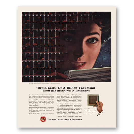 1964 RCA Memory Plane Brain Cells of Billion Fact Mind Vintage Magazine Print Ad