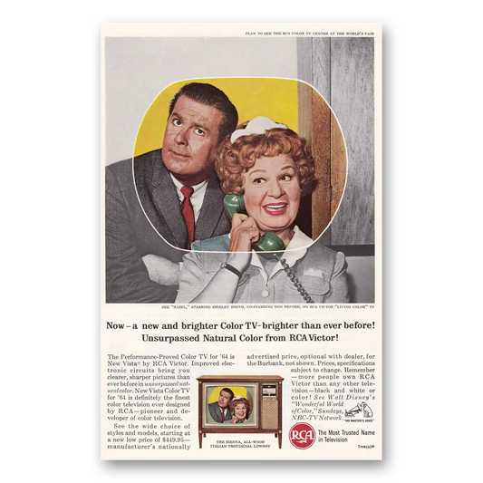 1964 RCA Television Hazel Shirley Booth and Don Defore Vintage Magazine Print Ad