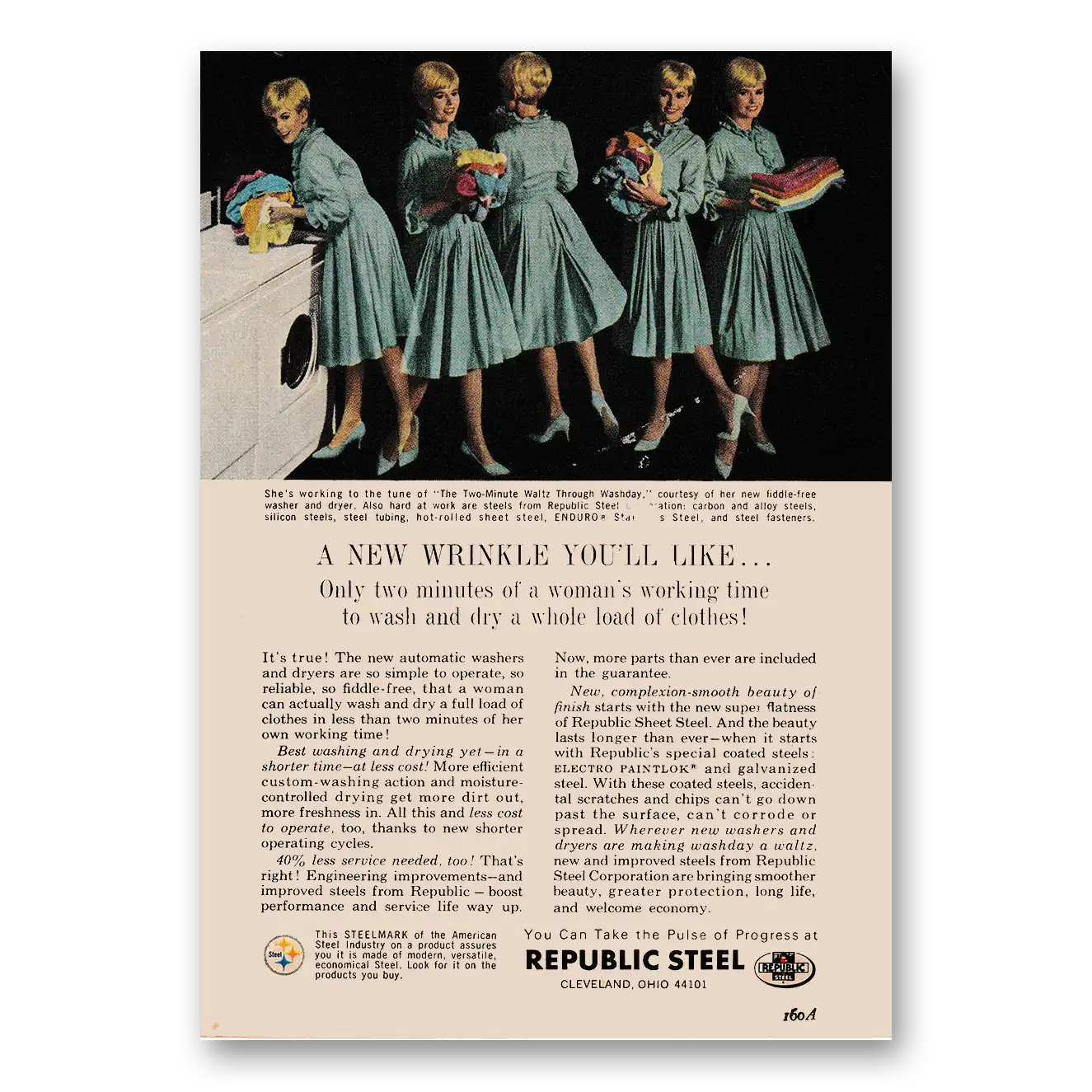 1964 Republic Steel New Wrinkle Like Vintage Magazine Print Ad