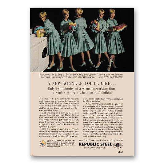 1964 Republic Steel New Wrinkle Like Vintage Magazine Print Ad