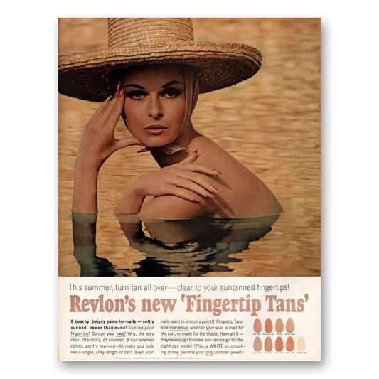 1964 Revlon Fingertip Tans Polish Turn Tan All Over Vintage Magazine Print Ad