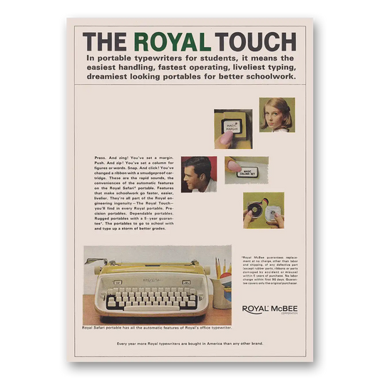 1964 Royal Typewriter Touch Students Vintage Magazine Print Ad