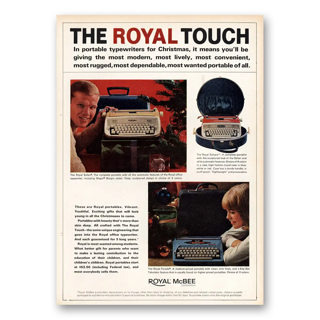 1964 Royal Typewriter Royal Touch Vintage Magazine Print Ad