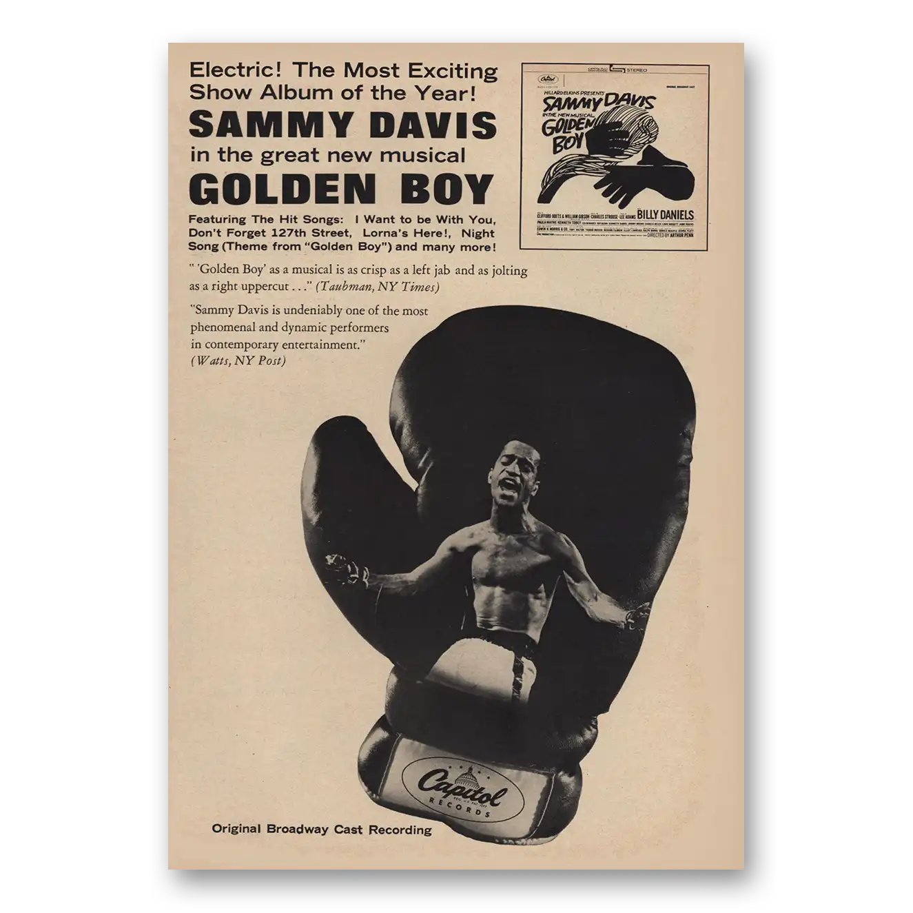 1964 Sammy Davis Promo Great New Musical Golden Boy Vintage Magazine Print Ad