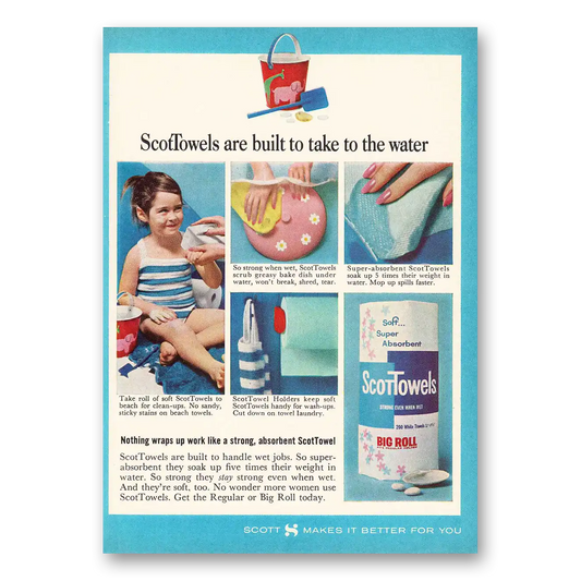 1964 Scot Towels Built to Take to the Water Vintage Magazine Print Ad