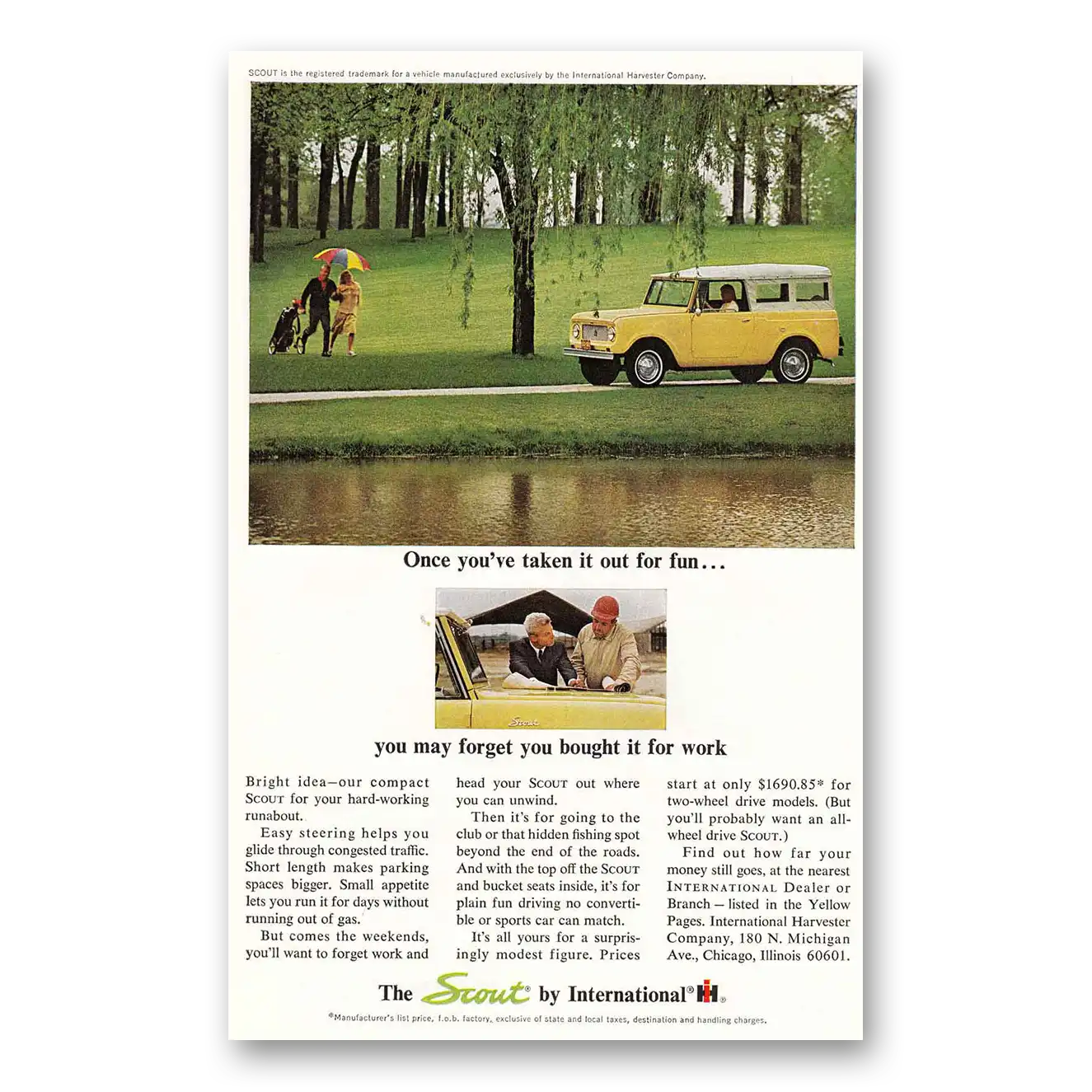 1964 International Harvester Scout Once You've Taken It Out for Fun Vintage Magazine Print Ad