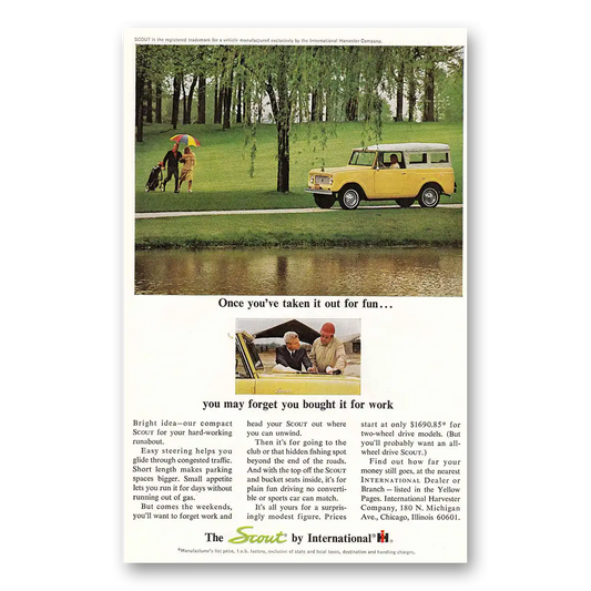 1964 International Harvester Scout Once You've Taken It Out for Fun Vintage Magazine Print Ad