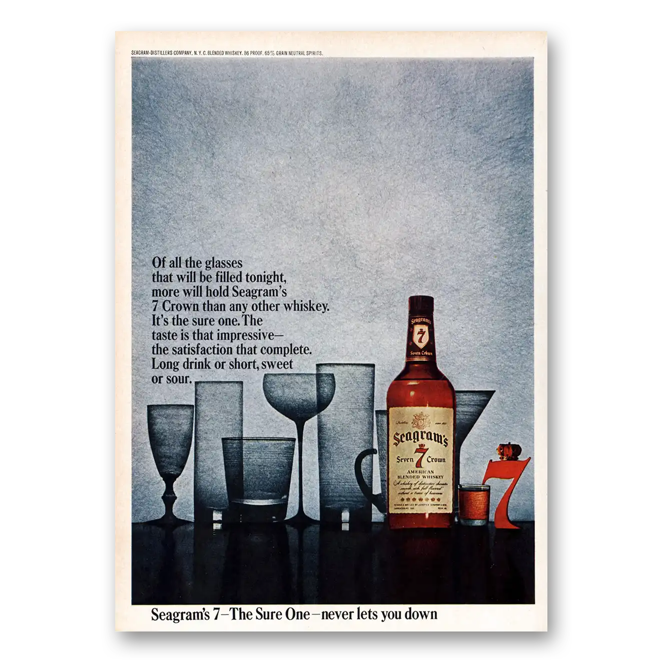 1964 Seagrams 7 Crown Whiskey Of All the Glasses Vintage Magazine Print Ad