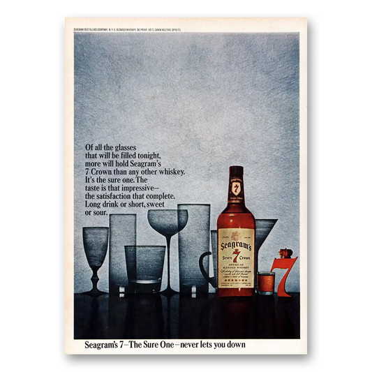 1964 Seagrams 7 Crown Whiskey Of All the Glasses Vintage Magazine Print Ad