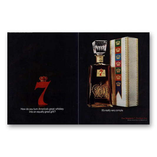 1964 Seagrams 7 Crown Whiskey Great Whiskey Into Equally Great Gift Vintage Magazine Print Ad